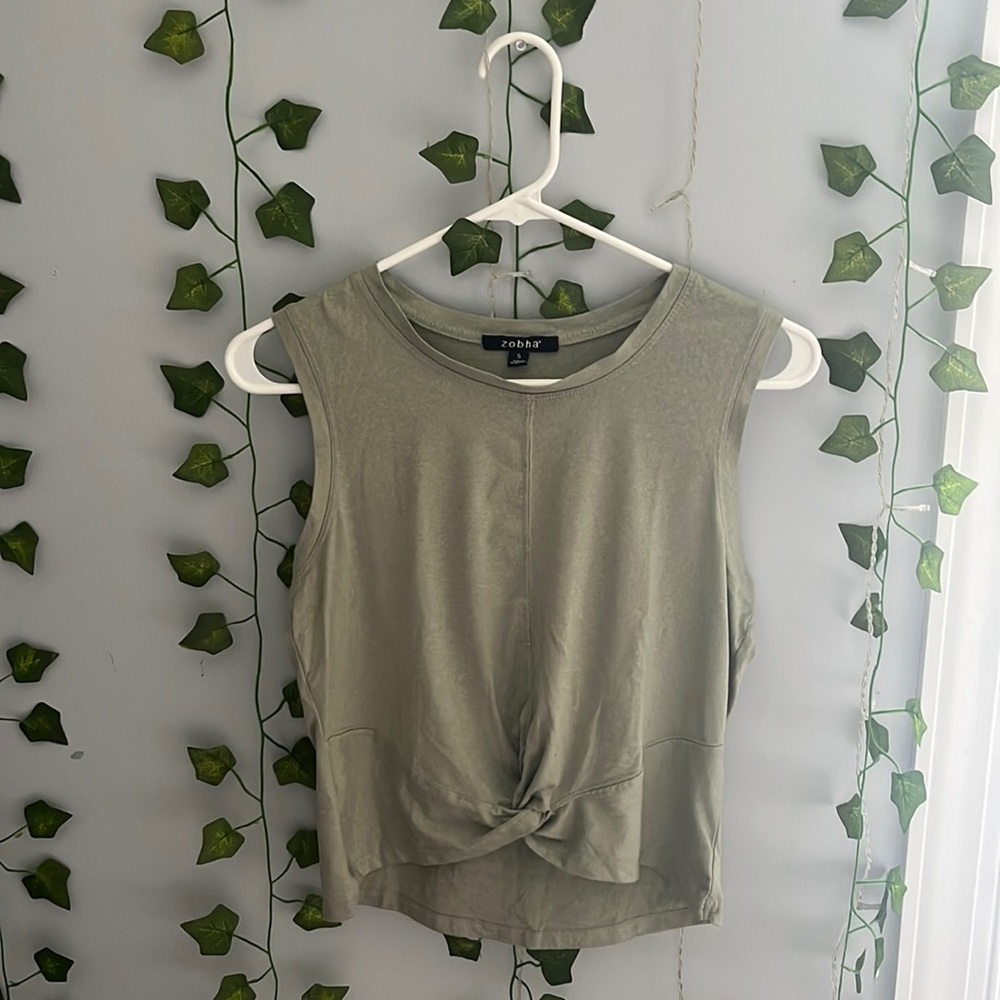 Green athletic tank top